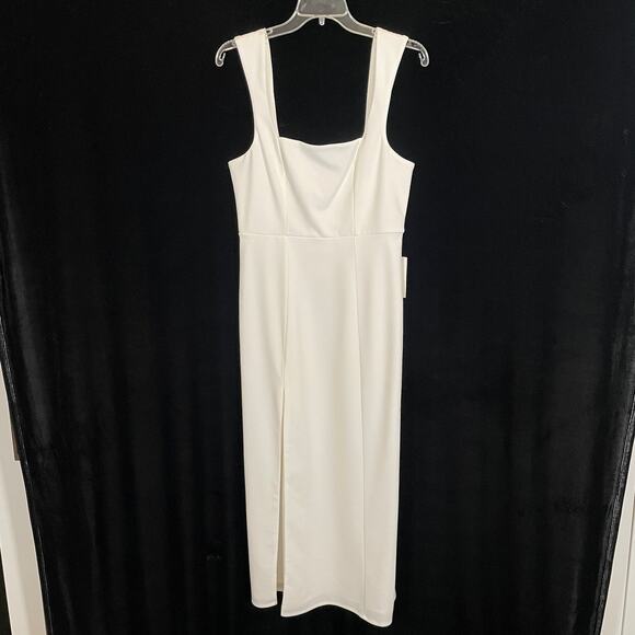 Show Me Your Mumu Eden Midi Dress Square Neck White Front Slit Party Event NWT M - Picture 3 of 8